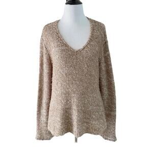 Wooden Ships Sweater Women’s XS/S Brown Pullover Knit Loose V-Neck